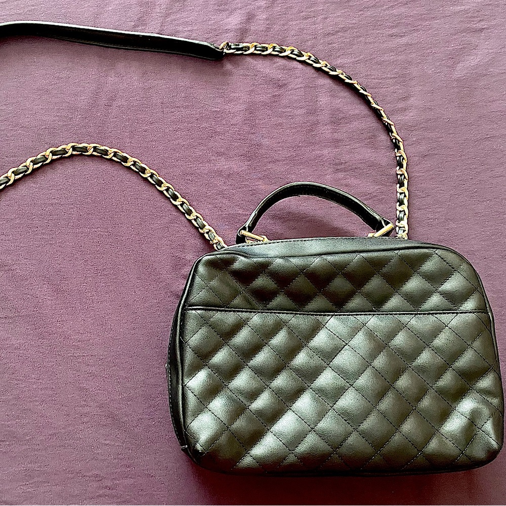 Forever 21 Black Quilted Faux Leather Satchel Purse